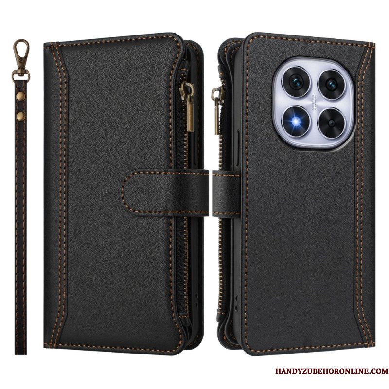 Leren Hoesje Xiaomi Redmi Note 14 Pro 4g Portemonnee Met 9 Kaartsleuven En Koord Bescherming Hoesje