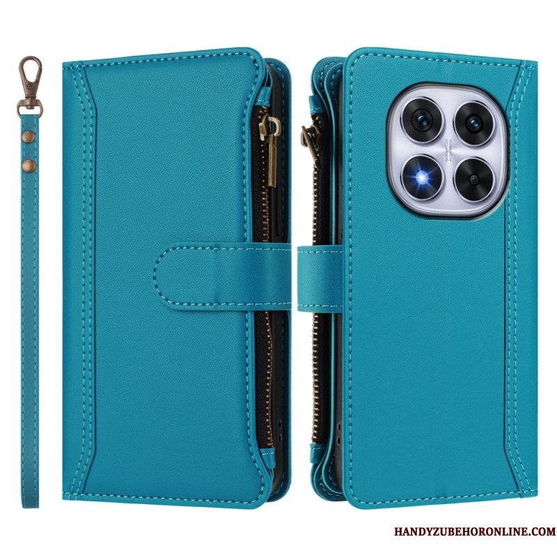 Leren Hoesje Xiaomi Redmi Note 14 Pro 4g Portemonnee Met 9 Kaartsleuven En Koord Bescherming Hoesje