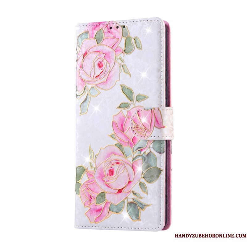 Leren Hoesje Xiaomi Redmi Note 14 Pro 4g Rfid-blokkerend Bloemenpatroon Bescherming Hoesje