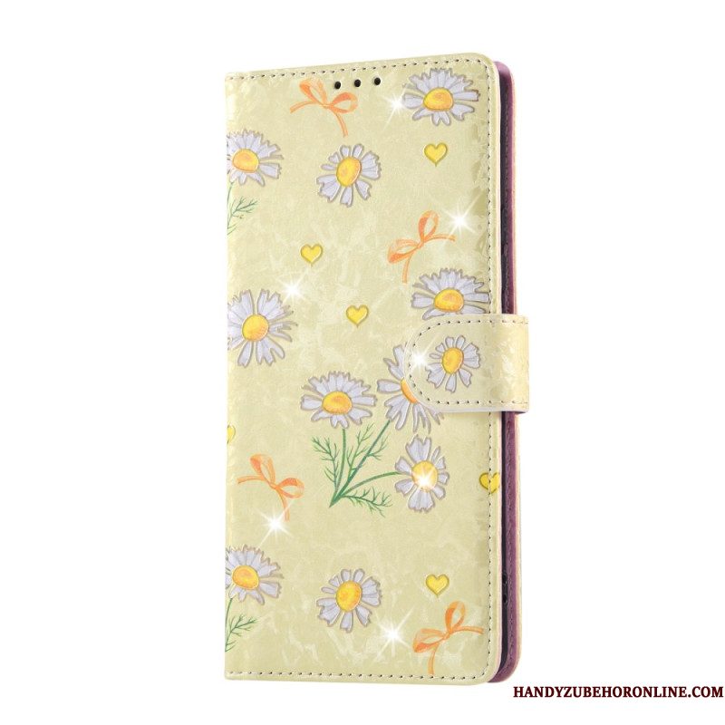 Leren Hoesje Xiaomi Redmi Note 14 Pro 4g Rfid-blokkerend Bloemenpatroon Bescherming Hoesje