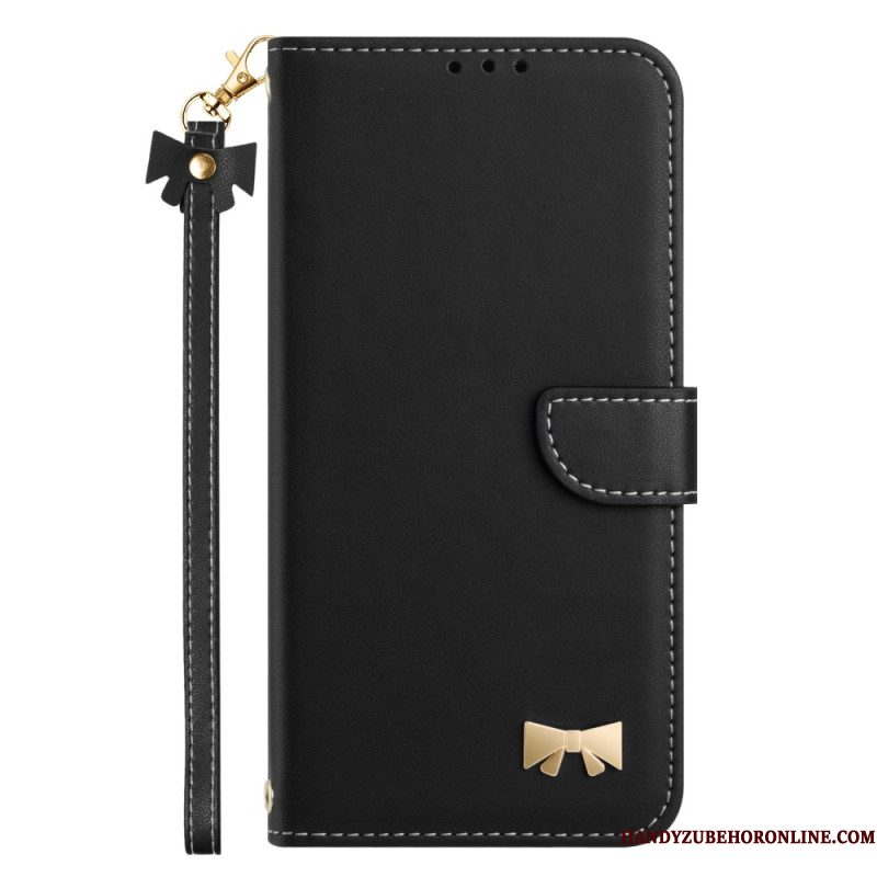 Leren Hoesje Xiaomi Redmi Note 14 Pro 4g Strikje Met Bandje