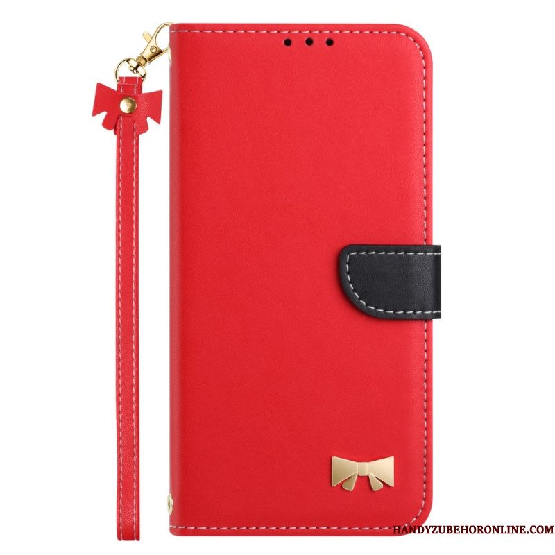 Leren Hoesje Xiaomi Redmi Note 14 Pro 4g Strikje Met Bandje