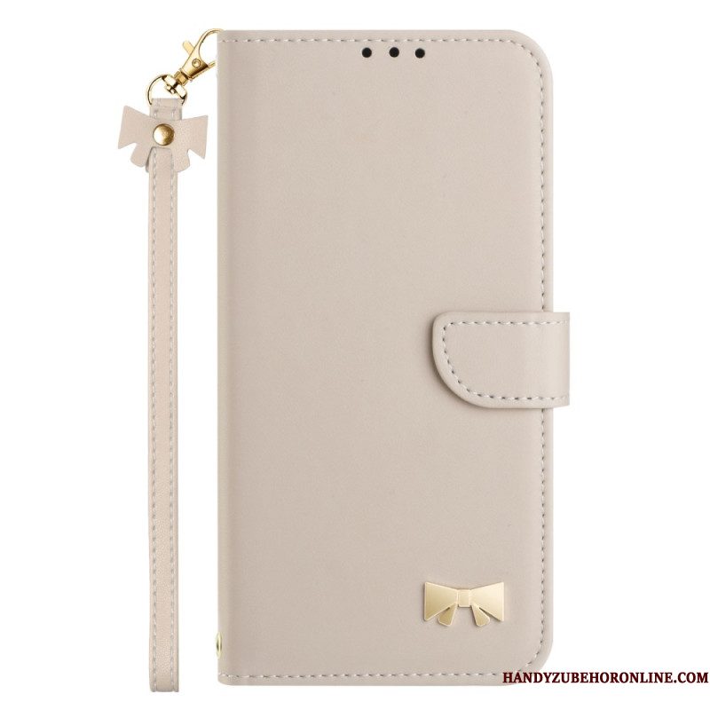 Leren Hoesje Xiaomi Redmi Note 14 Pro 4g Strikje Met Bandje