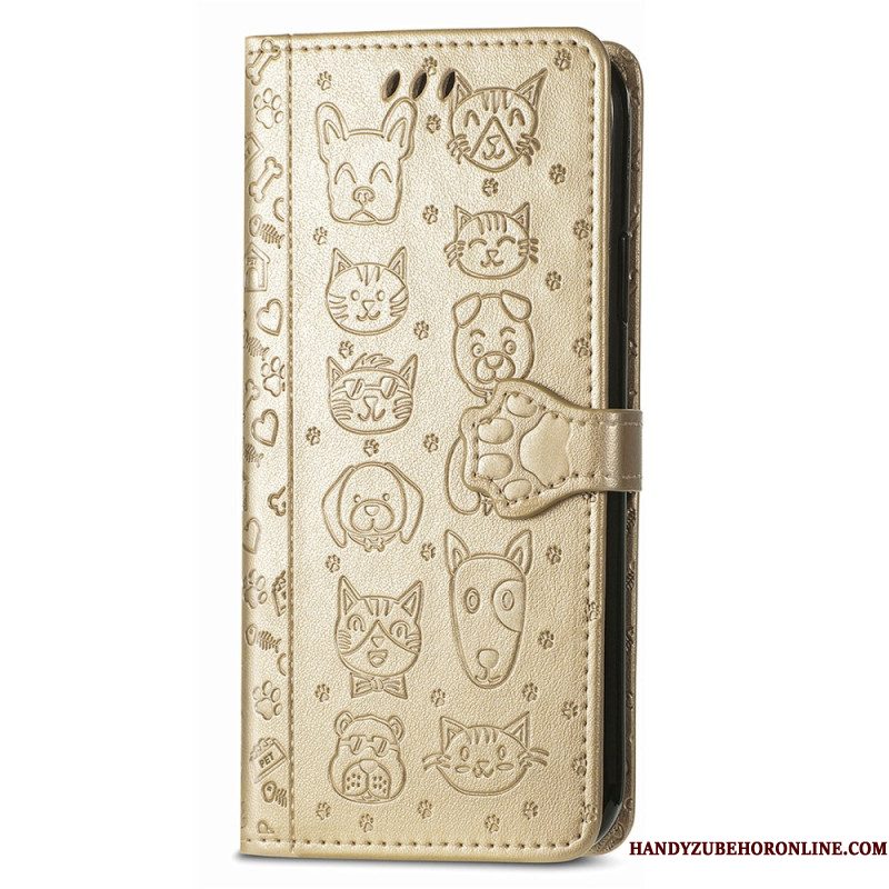 Leren Hoesje Xiaomi Redmi Note 14 Pro 5g Geanimeerd Dieren