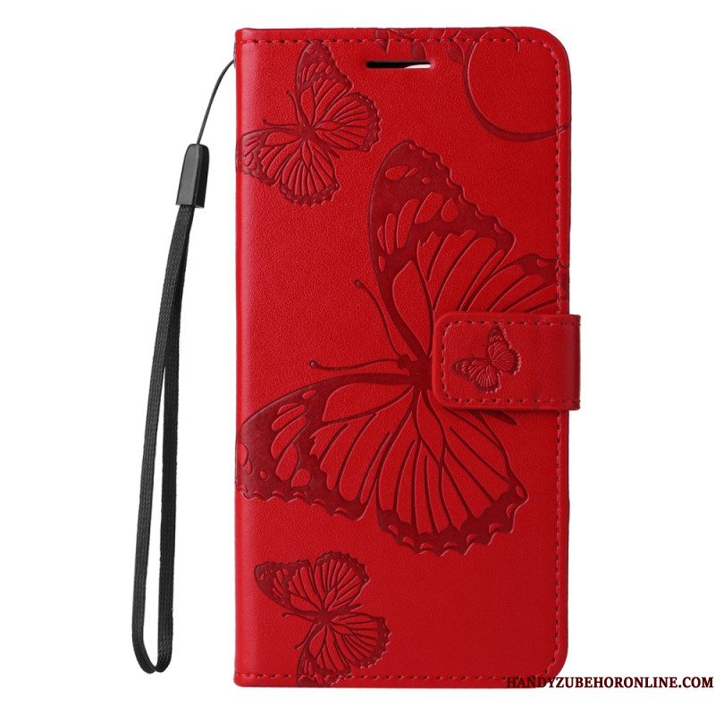Leren Hoesje Xiaomi Redmi Note 14 Pro 5g Reuzenvlinders Bescherming Hoesje