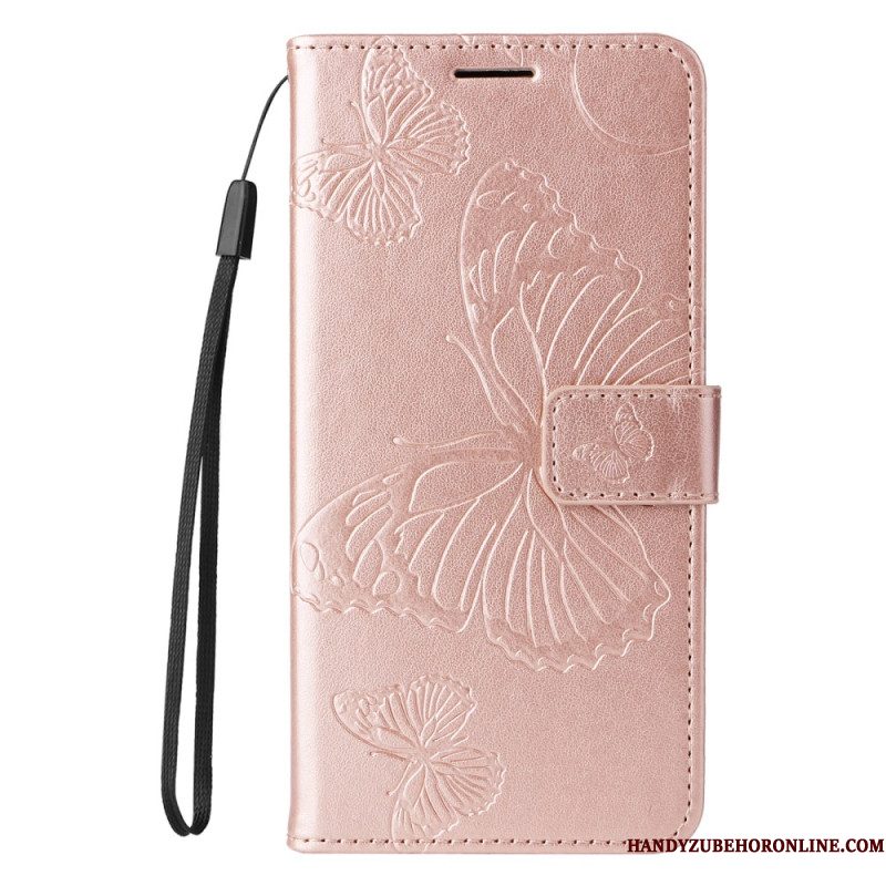 Leren Hoesje Xiaomi Redmi Note 14 Pro 5g Reuzenvlinders Bescherming Hoesje