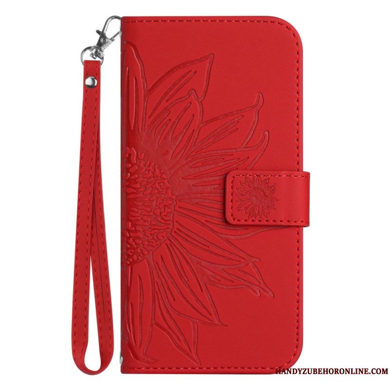 Leren Hoesje Xiaomi Redmi Note 14 Pro 5g Zonnebloemprint