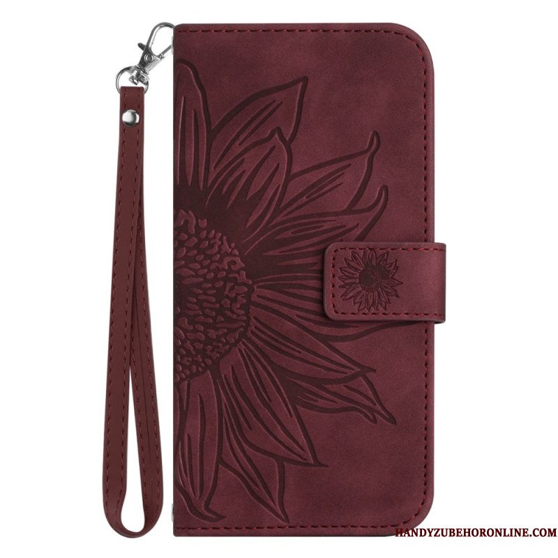 Leren Hoesje Xiaomi Redmi Note 14 Pro 5g Zonnebloemprint
