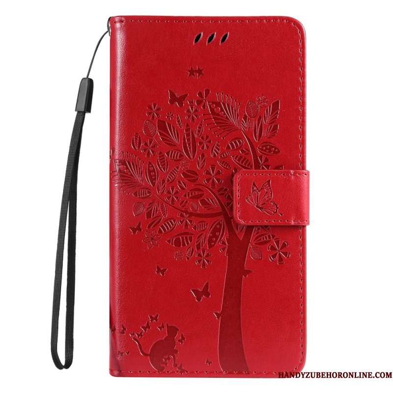 Leren Hoesje Xiaomi Redmi Note 14 Pro Plus 5g Boom En Kat Bescherming Hoesje