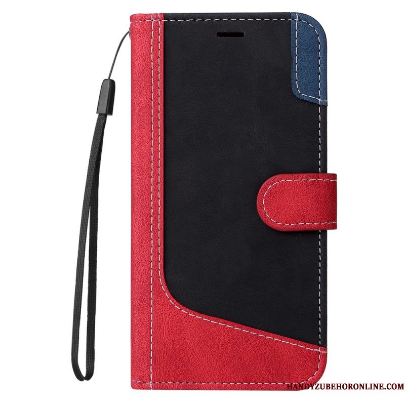 Leren Hoesje Xiaomi Redmi Note 14 Pro Plus 5g Driekleurige Strap-on