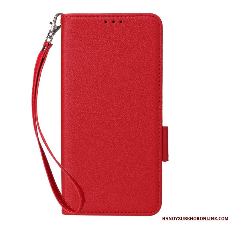Leren Hoesje Xiaomi Redmi Note 14 Pro Plus 5g Gestructureerd Oppervlak Met Bandje