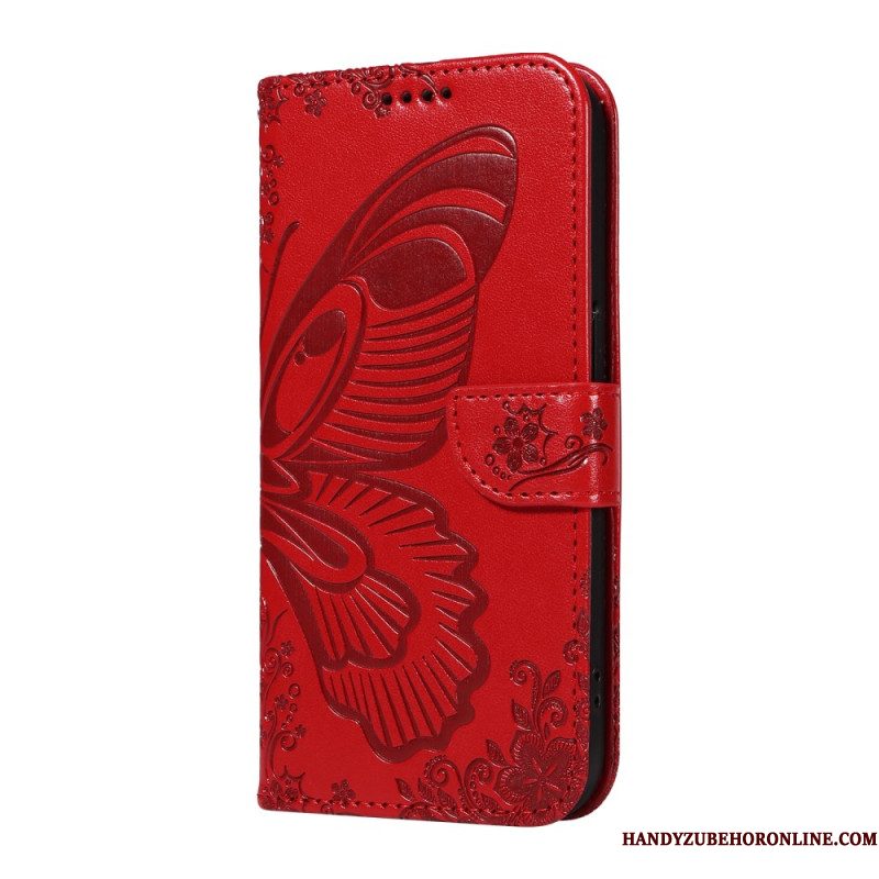 Leren Hoesje Xiaomi Redmi Note 14 Pro Plus 5g Grafische Vlinder Bescherming Hoesje