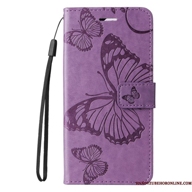 Leren Hoesje Xiaomi Redmi Note 14 Pro Plus 5g Reuzenvlinders Bescherming Hoesje