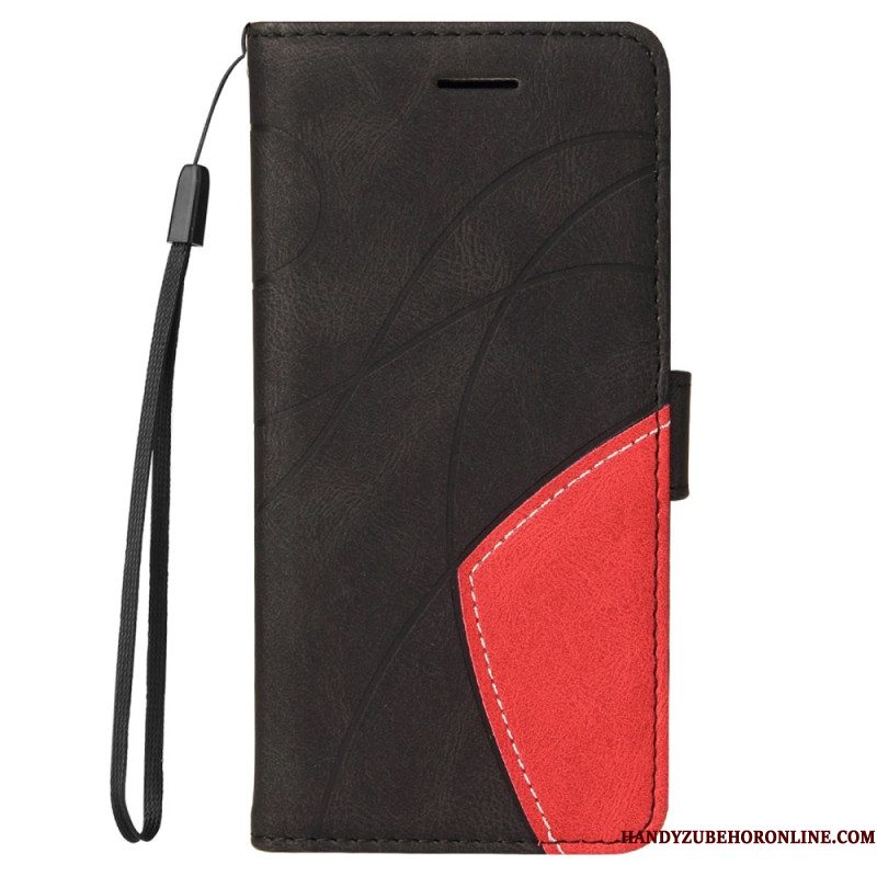 Leren Hoesje Xiaomi Redmi Note 14 Pro Plus 5g Tweekleurige Golvende Lijnen Bescherming Hoesje