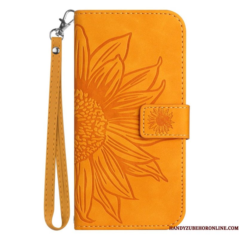 Leren Hoesje Xiaomi Redmi Note 14 Pro Plus 5g Zonnebloemprint