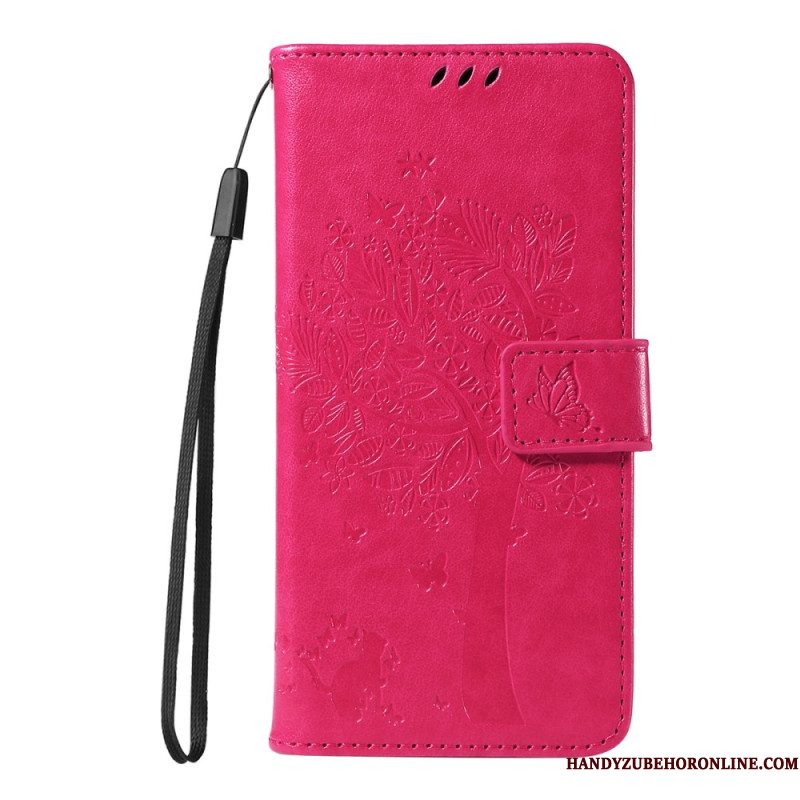 Leren Hoesje Xiaomi Redmi Note 15 5g Kat En Boompatroon Bescherming Hoesje