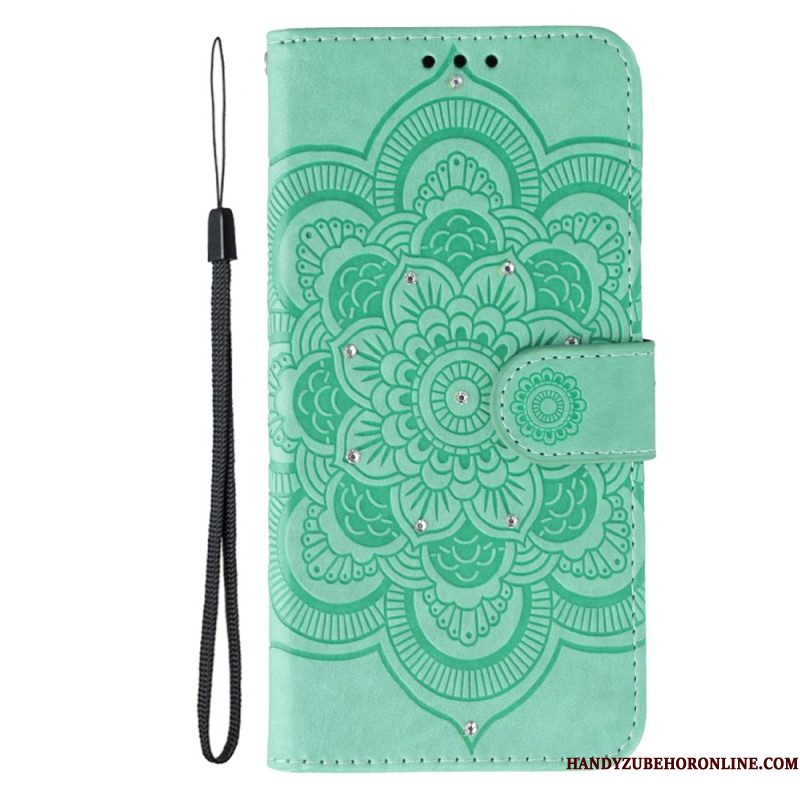 Leren Hoesje Xiaomi Redmi Note 15 5g Mandala En Strass-steentjes Bescherming Hoesje
