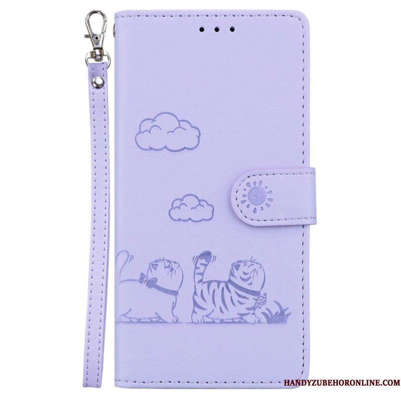 Leren Hoesje Xiaomi Redmi Note 15 5g Rfid-blokkerend En Kittenpatroon