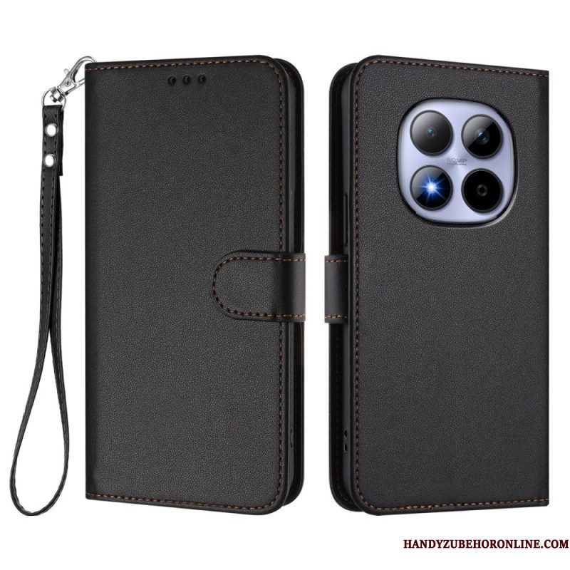 Leren Hoesje Xiaomi Redmi Note 15 Pro 5g Klassiek Met Riempje Bescherming Hoesje