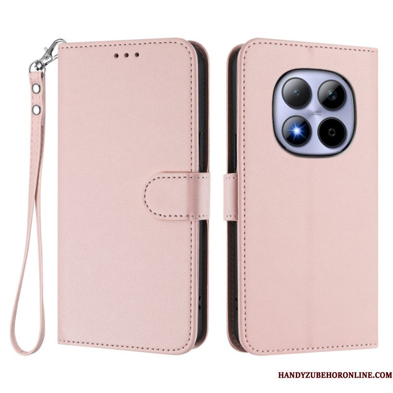 Leren Hoesje Xiaomi Redmi Note 15 Pro 5g Klassiek Met Riempje Bescherming Hoesje
