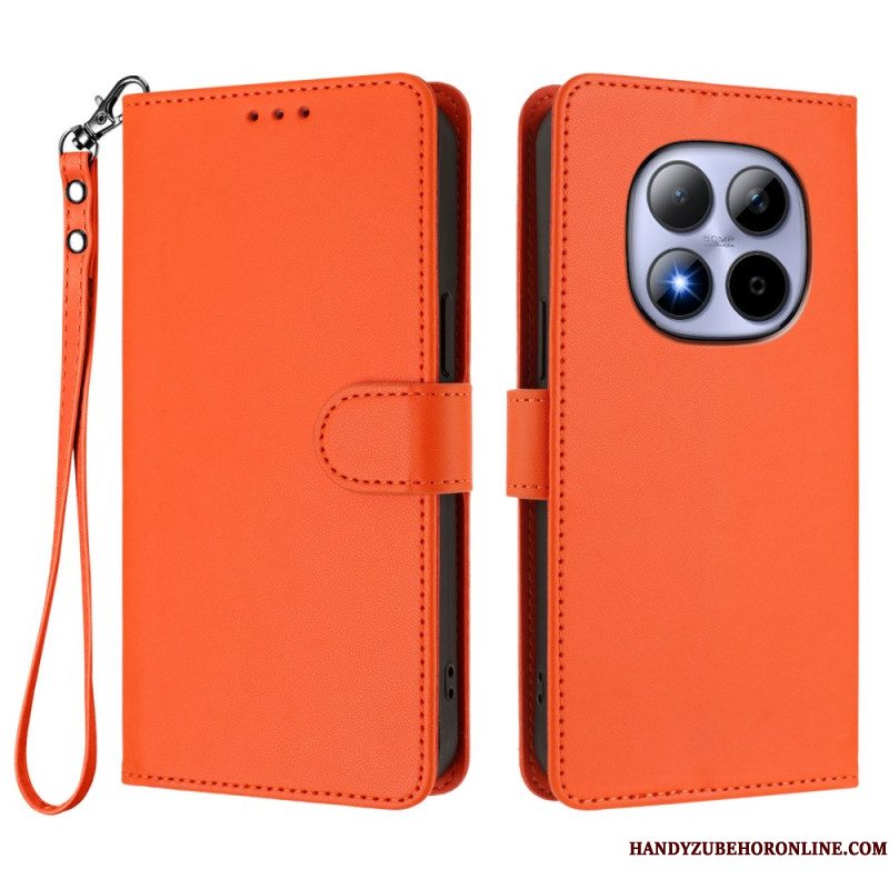 Leren Hoesje Xiaomi Redmi Note 15 Pro 5g Klassiek Met Riempje Bescherming Hoesje