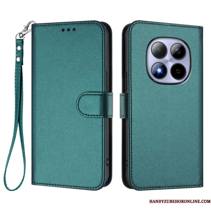 Leren Hoesje Xiaomi Redmi Note 15 Pro 5g Klassiek Met Riempje Bescherming Hoesje