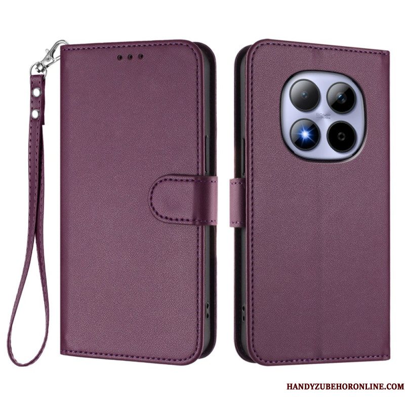 Leren Hoesje Xiaomi Redmi Note 15 Pro 5g Klassiek Met Riempje Bescherming Hoesje