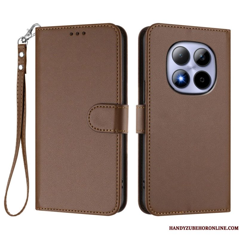 Leren Hoesje Xiaomi Redmi Note 15 Pro 5g Klassiek Met Riempje Bescherming Hoesje