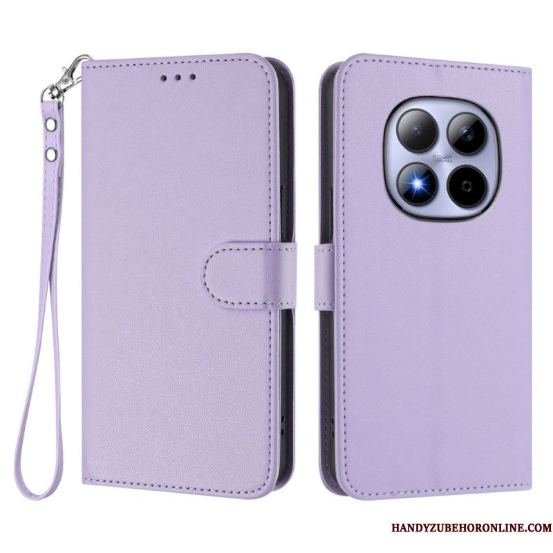 Leren Hoesje Xiaomi Redmi Note 15 Pro 5g Klassiek Met Riempje Bescherming Hoesje