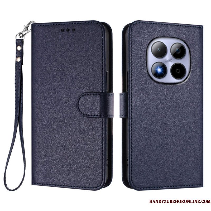 Leren Hoesje Xiaomi Redmi Note 15 Pro 5g Klassiek Met Riempje Bescherming Hoesje