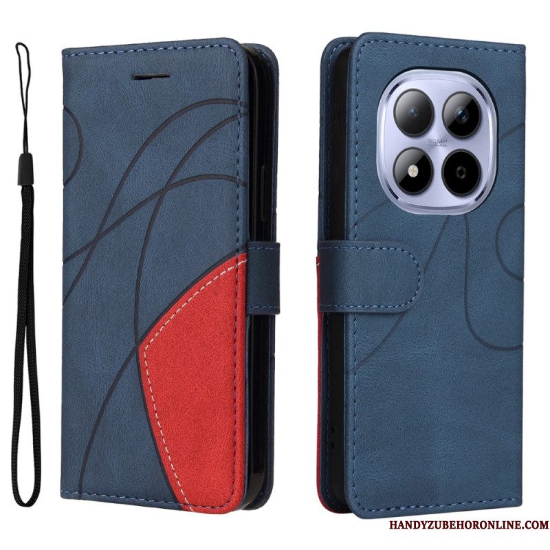 Leren Hoesje Xiaomi Redmi Note 15 Pro 5g Tweekleurig Golvend Bescherming Hoesje