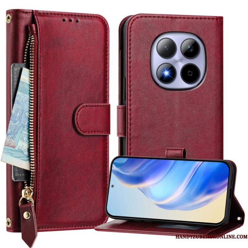 Leren Hoesje Xiaomi Redmi Note 15 Pro 5g Vak Met Rits En Meerdere Kaartsleuven Bescherming Hoesje