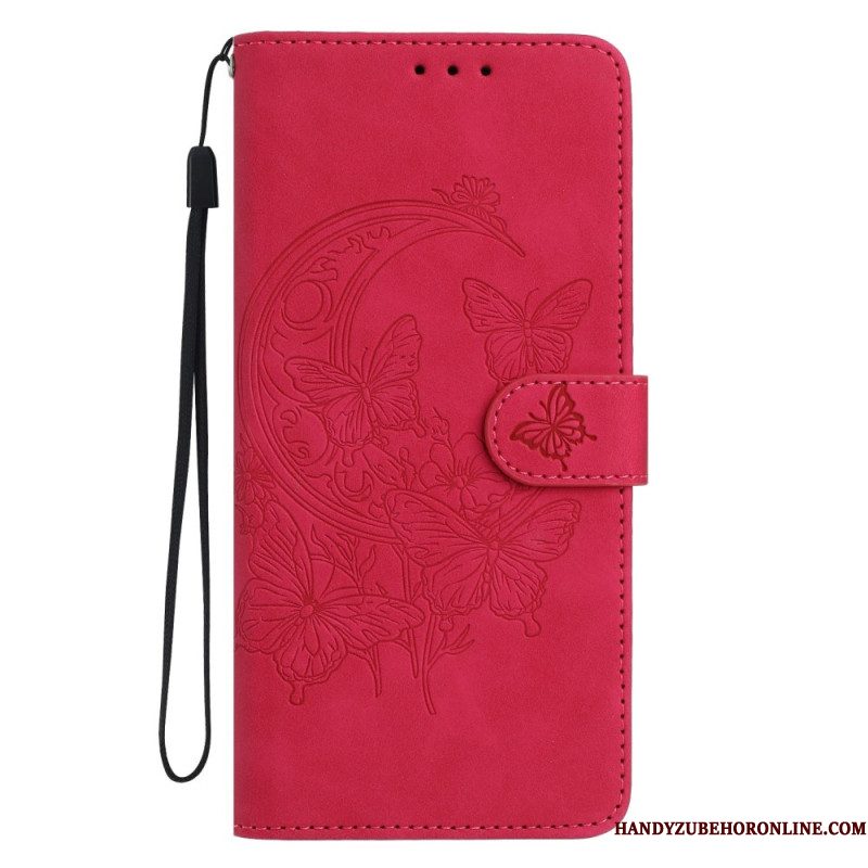 Leren Hoesje Xiaomi Redmi Note 15 Pro 5g Vlinder- En Bloemenpatroon Bescherming Hoesje