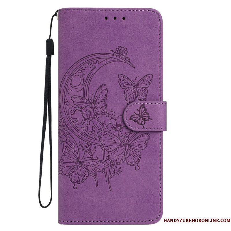 Leren Hoesje Xiaomi Redmi Note 15 Pro 5g Vlinder- En Bloemenpatroon Bescherming Hoesje