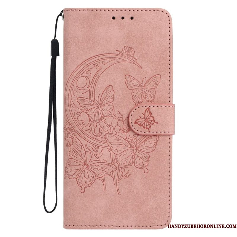 Leren Hoesje Xiaomi Redmi Note 15 Pro 5g Vlinder- En Bloemenpatroon Bescherming Hoesje