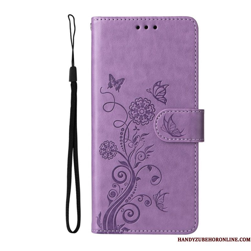 Leren Hoesje Xiaomi Redmi Note 15 Pro 5g Vlinders En Bloemen Bescherming Hoesje