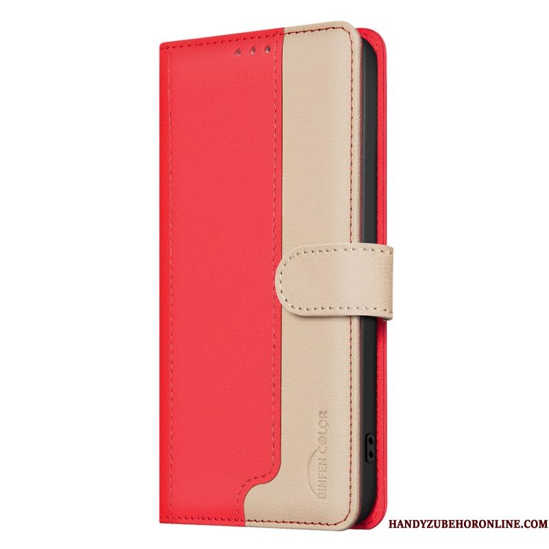 Leren Hoesje Xiaomi Redmi Note 15 Pro Plus 5g Tweekleurige Binfen Kleur