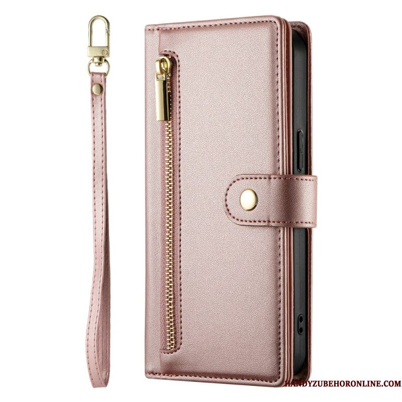 Leren Hoesje Xiaomi Redmi Note 15 Pro Plus 5g Zakje Met Rits En Bandjes Bescherming Hoesje
