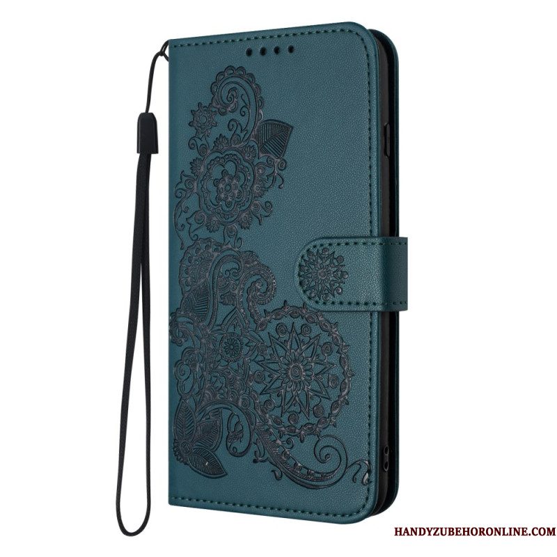 Leren Hoesje iPhone 17 Bloemenkant Bescherming Hoesje