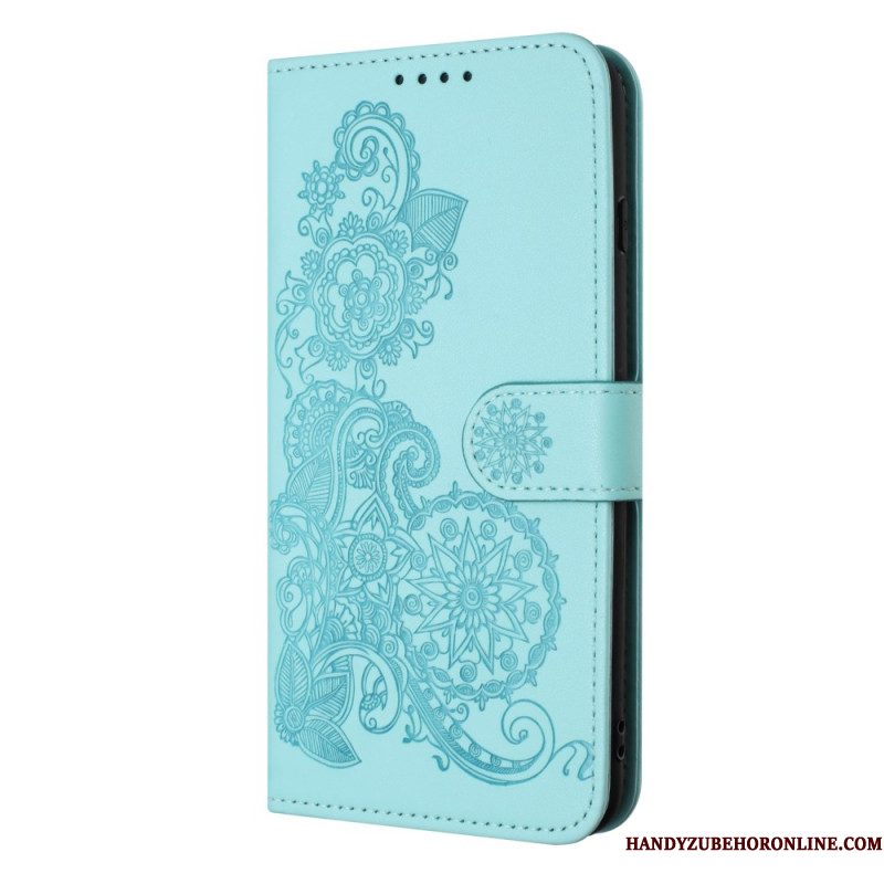 Leren Hoesje iPhone 17 Bloemenkant Bescherming Hoesje