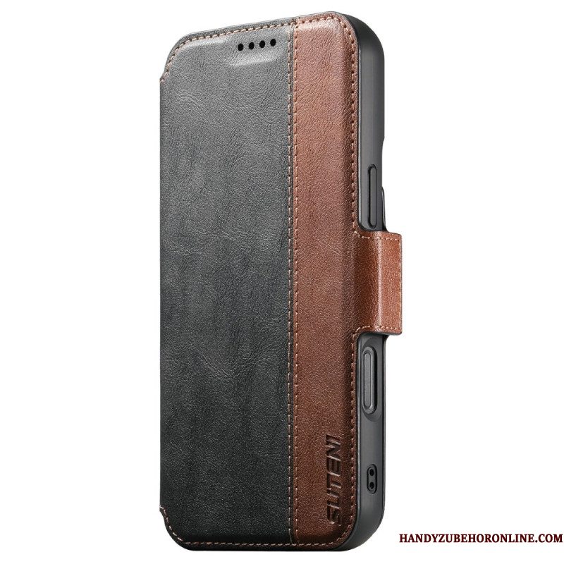 Leren Hoesje iPhone 17 Magsafe Tweekleurig Gestructureerd Leer Bescherming Hoesje