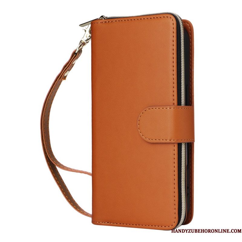 Leren Hoesje iPhone 17 Portemonnee Met 9 Kaartsleuven En Koord Bescherming Hoesje