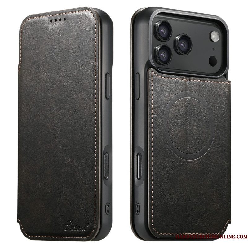 Leren Hoesje iPhone 17 Pro Magsafe-compatibel Leer Effect Bescherming Hoesje