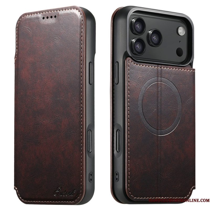 Leren Hoesje iPhone 17 Pro Magsafe-compatibel Leer Effect Bescherming Hoesje