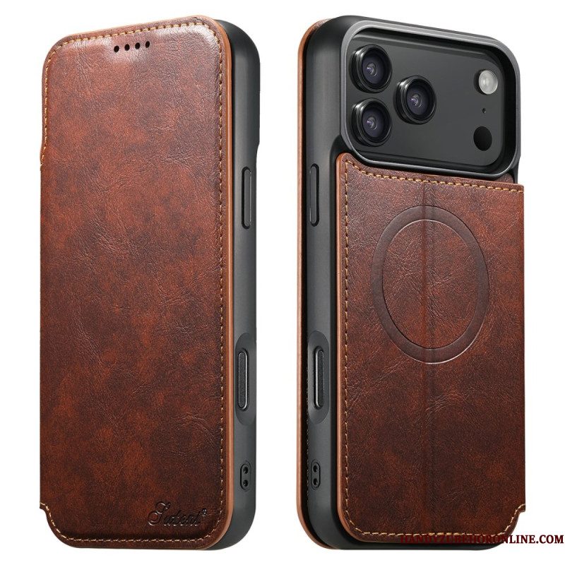 Leren Hoesje iPhone 17 Pro Magsafe-compatibel Leer Effect Bescherming Hoesje