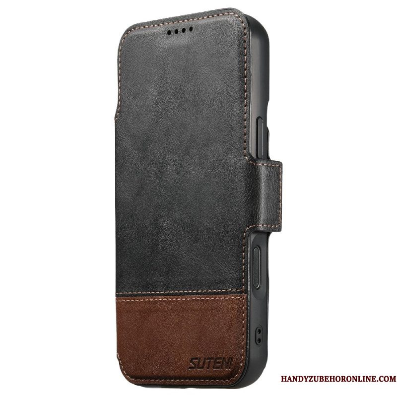 Leren Hoesje iPhone Air Magsafe Tweekleurige Afneembare Hoes Suteni Bescherming Hoesje
