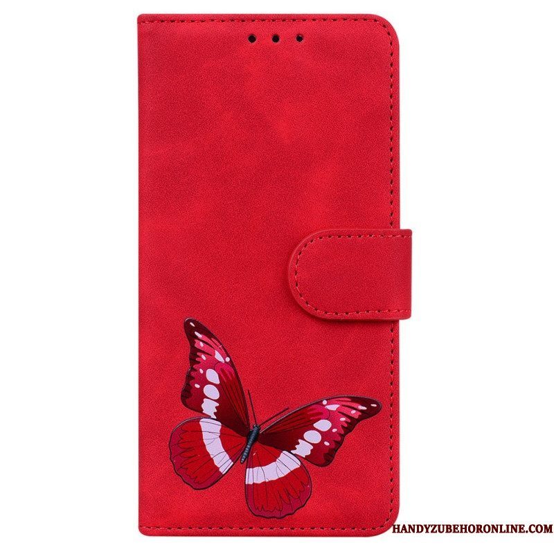 Leren Hoesje voor Xiaomi Redmi Note 12 5G Vlinder Ontwerp