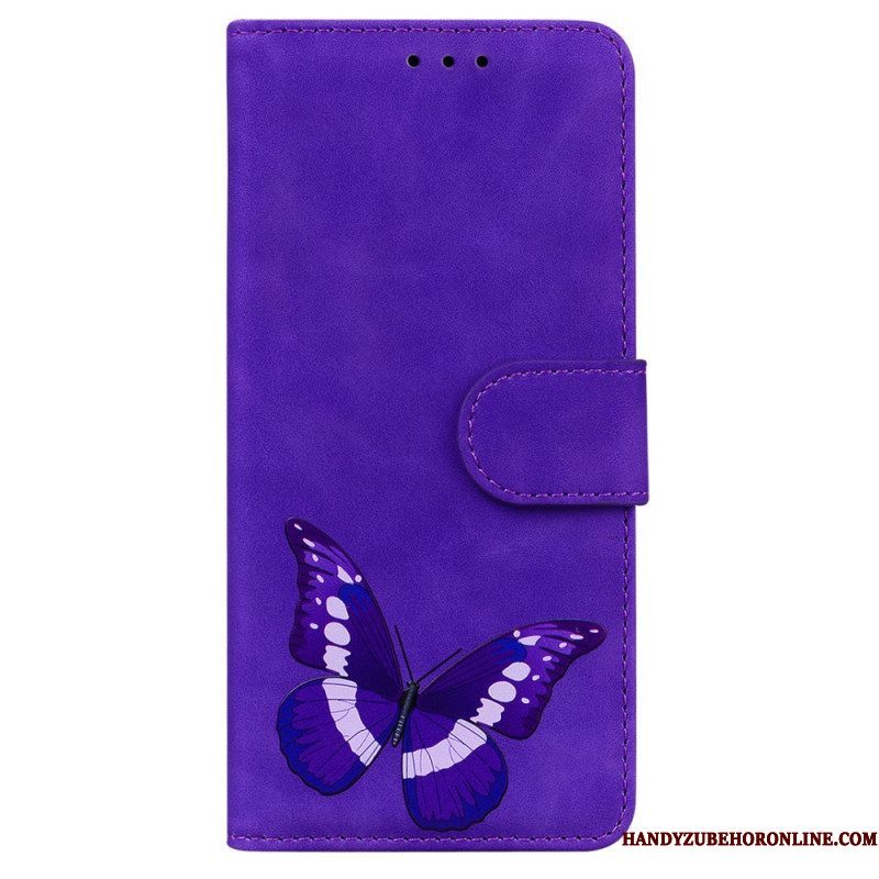 Leren Hoesje voor Xiaomi Redmi Note 12 5G Vlinder Ontwerp