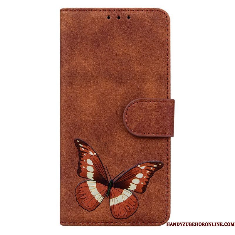 Leren Hoesje voor Xiaomi Redmi Note 12 5G Vlinder Ontwerp