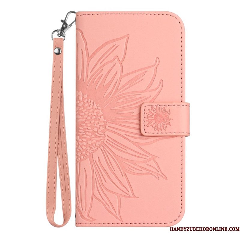 Bescherming Hoesje Samsung Galaxy A17 4g / 5g Bandje Met Zonnebloemprint